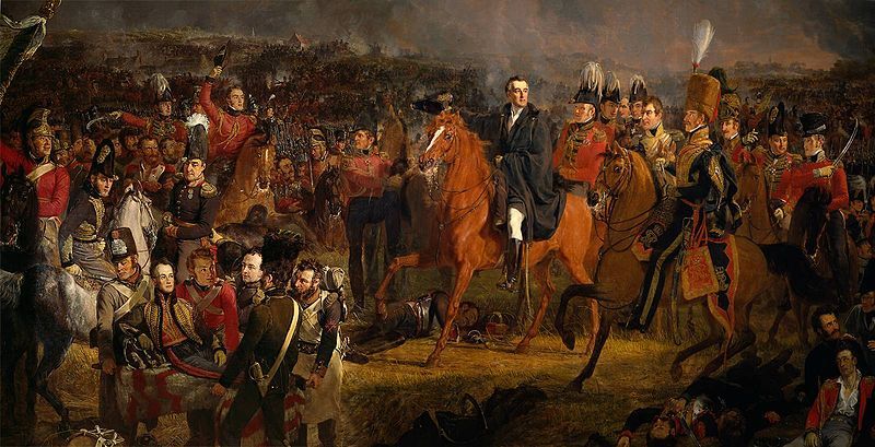 (Photo:) Wellington at the battle of Waterloo. Detail of a painting by Jan Willem Pieneman
