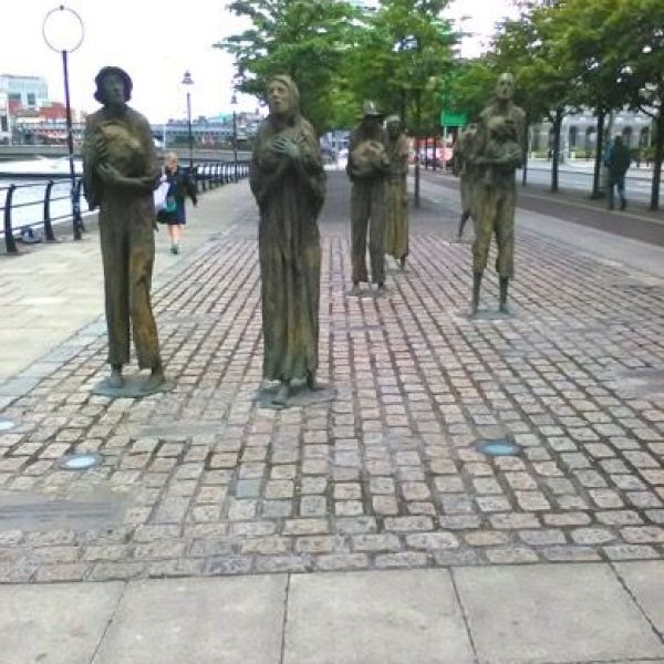 (Photo:) The Famine Memorial in Dublin - The Great Hunger (An Gorta Mor) of the 1840s in which over a million Irish people died and a million more emigrated