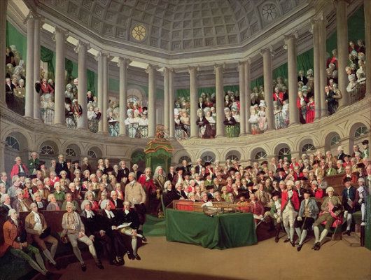 (Photo:) The Irish House of Commons by Francis Wheatley (1780)